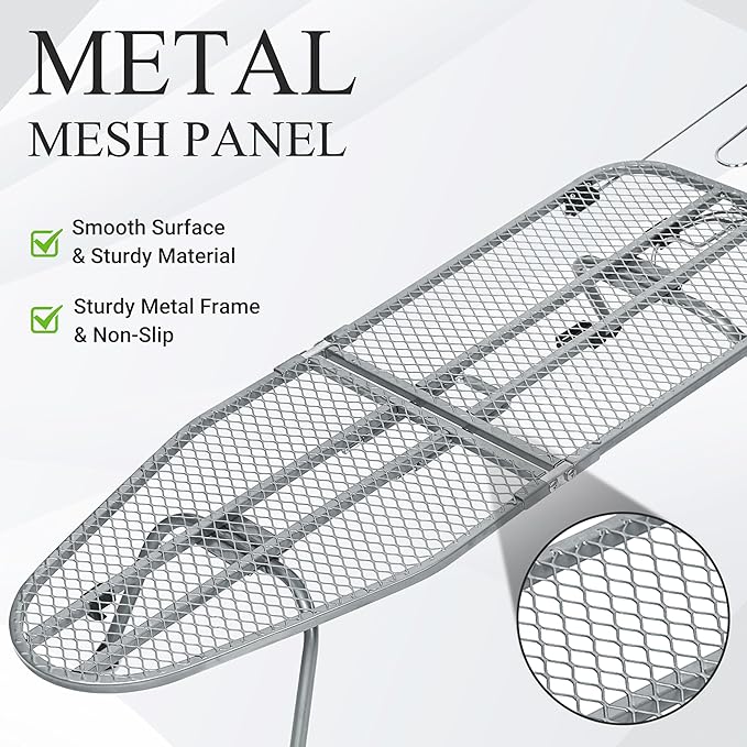ZOES HOMEWARE Ironing Board, Small Iron Board with Iron Rest, Mini Tabletop Ironing Board with Heat-Reflective Cover and 100% Cotton 8mm Thicken Pad, 31.5"x11.8"x6.2", Silver