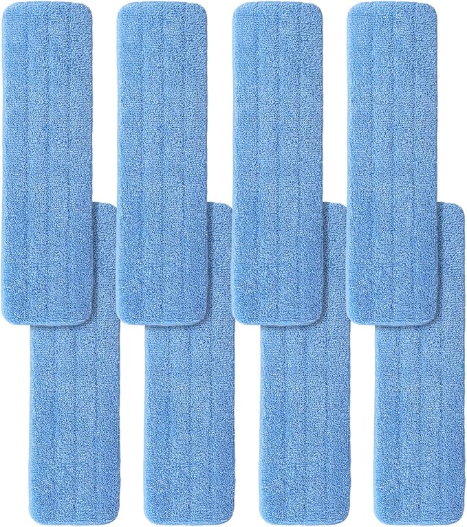Microfiber Mop Pad for Rubbermaid Commercial 20 Inch Mop Head - 8 Pack Wet & Dry Commercial Cleaning Refills Reusable Mop Refills Fit for Any Microfiber Flat Mop System 18" to 21"