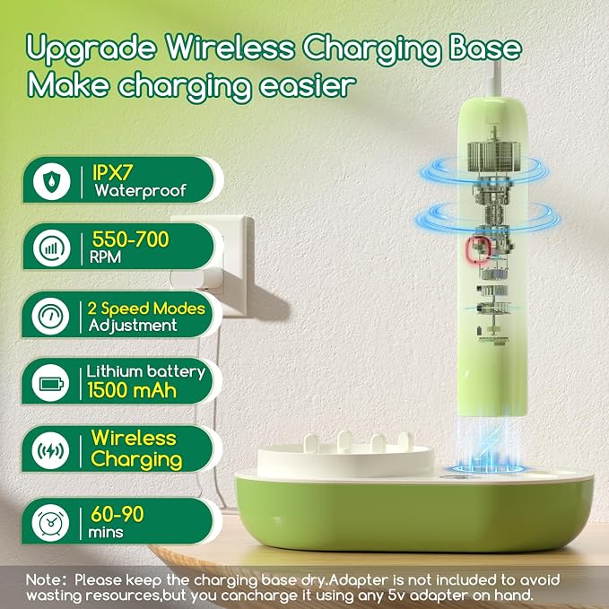 Electric Bottle Brush Cleaner,Wireless Charging Electric Baby Bottle Brush Cleaner,Nipple/Straw/Bottleneck Brush,Food Thermometer,Formula Mixer-IPX7 Waterproof,Travel Bottle Cleaner Kit for Newborn