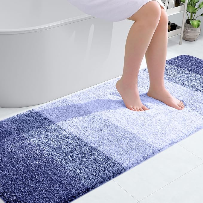 OLANLY Bathroom Runner Rugs Mat 70x24, Extra Soft Absorbent Microfiber Bath Rugs, Rubber Backing, Quick Dry, Washable Long Bath Mats for Bathroom, Tub and Shower, Home Decor Accessories, Blue-Violet