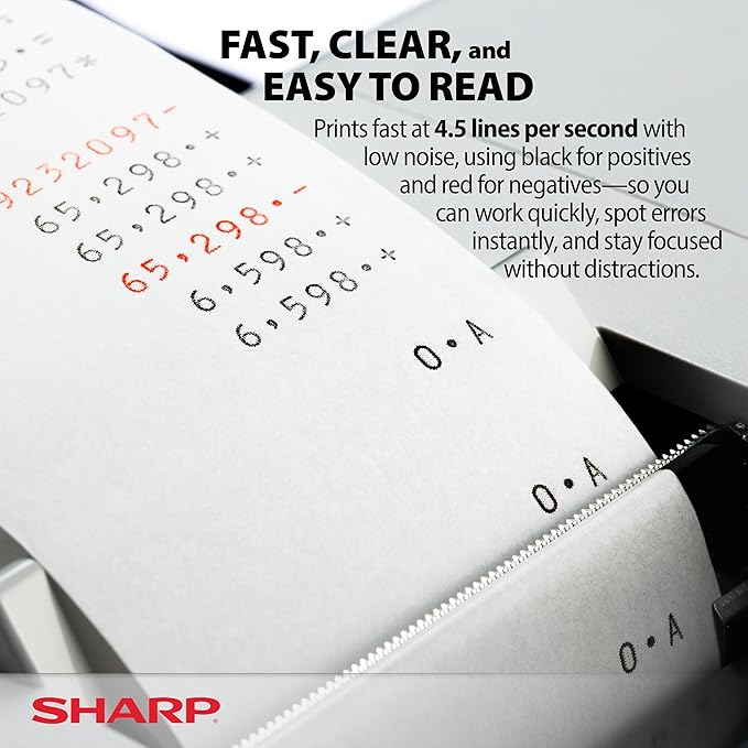 Sharp EL-1197PIII Heavy Duty Color Printing Calculator with Clock and Calendar