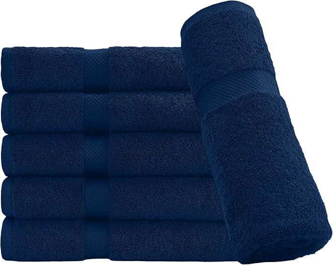 HERCULEAN Premium Bath Towels 24 x 48 Pack of 6 | Quick Dry and Highly Absorbent | 100% Cotton Terry Towels for Bathroom - Perfect for Shower - Pool and Spa - Luxury Soft Towels - Navy