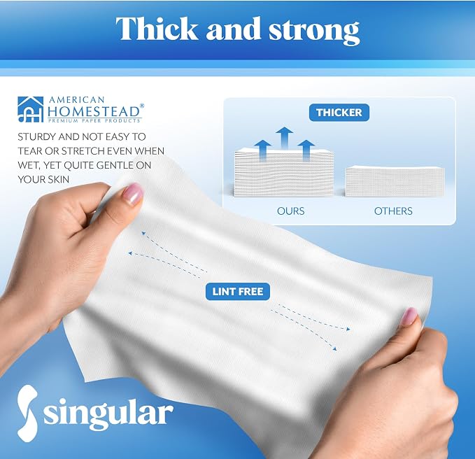 AH AMERICAN HOMESTEAD Disposable Napkins – Premium Guest Towel Napkins, Soft Linen-Feel Guest Towels for Bathroom, Disposable Hand Towels for Kitchen & Entertaining, White 12 x 17 (200 Count-Smooth)
