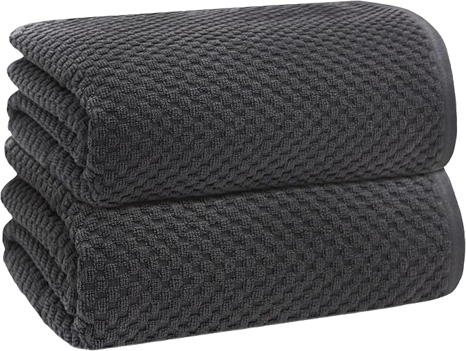 COTTON CRAFT Euro Spa Waffle Weave Bath Sheets - Set of 2 Grey Towel Sheets | Pure 100% Ringspun Cotton Oversized Luxurious Towel Set - Soft Plush Super Absorbent Low Lint Quick Dry - 35 x 70 inches