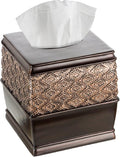 Creative Scents Dublin Brown Tissue Box Cover Square - Decorative Tissue Holder for Bathroom - Brown Tissue Box Holder Vessel for Elegant Bathroom, Bedroom, Office Accessories Décor