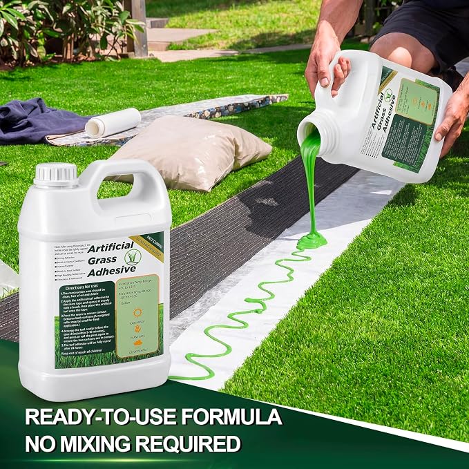 Threlaco 1 Gallon Turf Glue for Artificial Grass Artificial Turf Glue Tape Grass Paint Concentrate Carpet Green Adhesive for Synthetic Surfaces