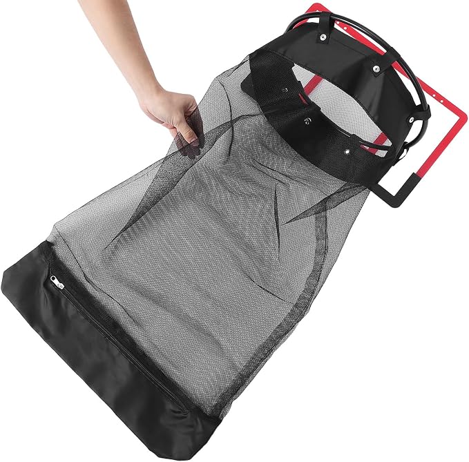 Basketball Hoop Laundry Basket with Rounded Mouth and Smooth Edges, Easy Installation with Zipper and Universal Hooks, Plastic Mesh Material the Door Clothes Hamper for Home