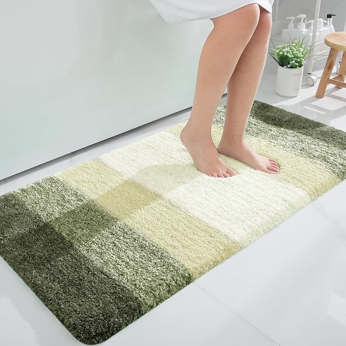 OLANLY Large Bathroom Rugs Mat 45x27, Extra Soft Absorbent Microfiber Bath Rugs, Rubber Backing, Quick Dry, Washable Bath Mats for Bathroom Floor, Tub and Shower, Home Decor Accessories, Dark Green