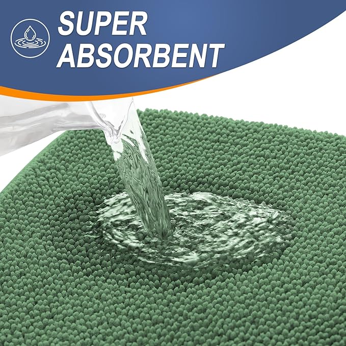 OLANLY Memory Foam Bathroom Runner Rugs 70x24, Long Bath Mats, Olive Green | Soft Quick Dry Bath Mats, Non-Slip, Absorbent Machine Washable Mat for Bathroom Floor, Tub and Shower, Home Decor Accessories