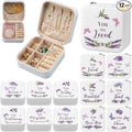 Kacctyen 12 Pcs Mini Travel Jewelry Case Bulk You Are Loved Mother's Day Church Gift Bulk Purple Butterfly Gift for Secretary Mother Girls Leather Travel Jewelry Case Mothers Day Church Gifts