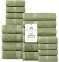 Villa Celestia 18-Piece 100% Cotton Towel Set, 4 Bath Towels, 6 Hand Towels, 8 Wash Cloth, Quick-Dry, Sage