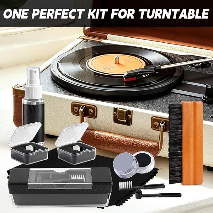 9-in-1 Vinyl Record Cleaning Kit,Turntable Cleaner Set with 2 TN3600L Replacement Stylus Needles,Velvet Brush,Anti-Static Record Brush,Nano Brush,Stylus Brush,Cleaning Cloth for LP Albums