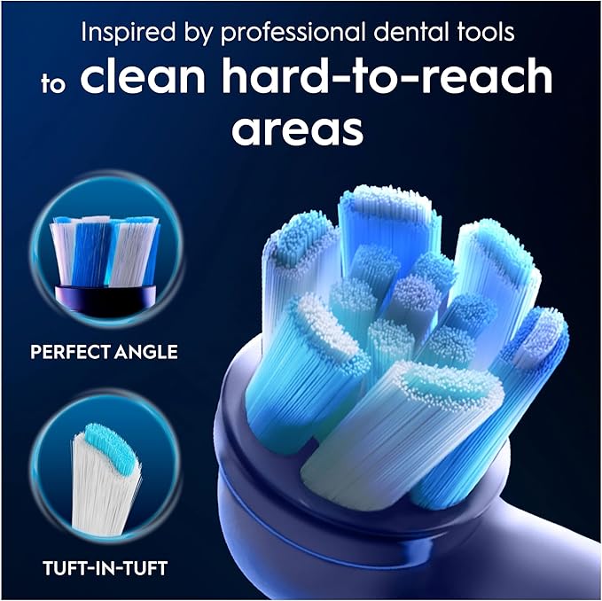 Oral-B Ultimate Clean Genuine White Replacement Brushes Set of 8 Deep Brushing Dental Plaque Removal Round Brush for Oral B iO Electric Brushes
