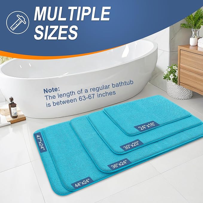 OLANLY Thick Memory Foam Bathroom Rugs 30x20, Absorbent Bath Mat, Aqua Sky | Soft Quick Dry Bath Rugs Mats, Non-Slip, Machine Washable Carpet for Bathroom Floor, Tub and Shower, Home Decor Accessories