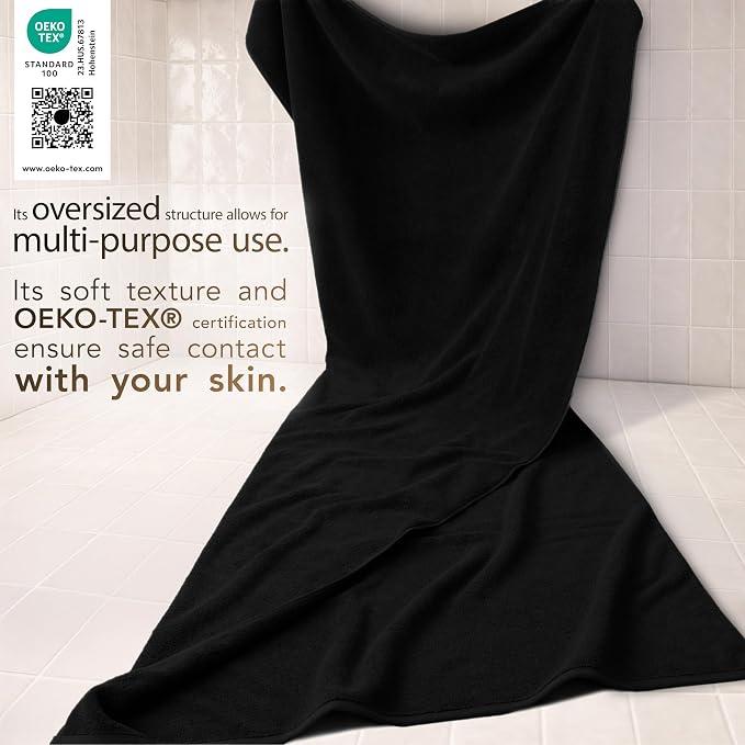 Cotton Paradise 100% Cotton Turkish Towel, Soft Absorbent Quick Dry, 40x80 Oversized Bath Sheet Towel, Coal Black