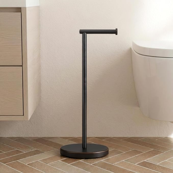 KES Oil Rubbed Bronze Toilet Paper Holder Stand | Weighted Base, Freestanding Toilet Roll Holder, Bathroom Floor Use, T304 Stainless Steel, BPH283S1-ORB