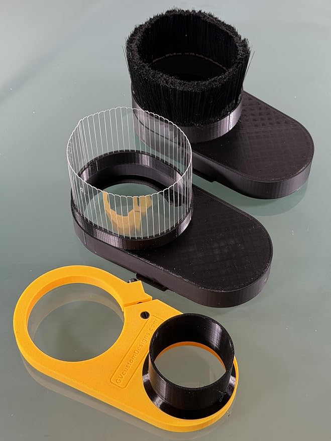 Extended Reach CNC Dust Shoe for 80mm Spindle, Clear + Brush Combo Dust Boot, Magnetic Quick-Release Split Base, 2-1/2” Vacuum Port, CNC Spindle/Router Dust Collection (80mm Dia.)