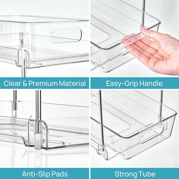 Vtopmart 4 Pack Higher Bathroom Under Sink Plastic Pull-Out Organizer (S-Higher)