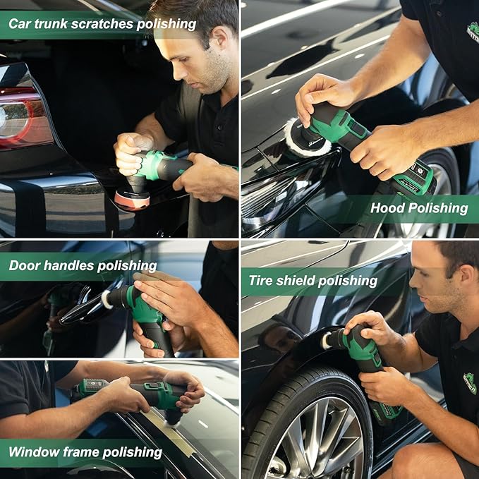 BATOCA S4 Cordless Polisher for Car Detailing with 2Pcs 12V 2.5Ah Batteries, Both Rotary Buffer & Dual Action Polisher, 1&3inch Brushless Polisher, Basic Kit