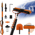 Buyplus 30FT Reach Solar Panel Cleaning Brush Kit with 5-24FT Telescoping Pole, Water Fed Window Cleaner Tool with 20" Brush, Soap Dispenser, Cobweb Duster, Squeegee for Roof, RV, Gutter, Deck,Orange