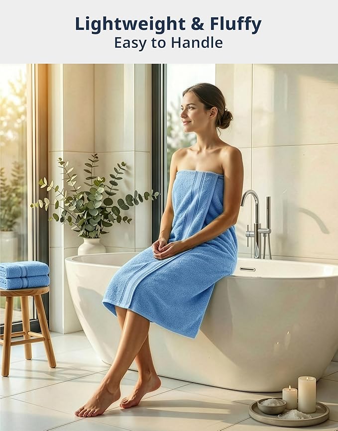 LANE LINEN Premium Bath Towel Set of 12 – 100% Cotton Towels for Bathroom, 4 Bath, 4 Hand Towels & 4 Washcloths, Zero Twist, Ultra Soft, Quick-Dry, Ideal for Spa, Hotel & Everyday Use – Cerulean Blue