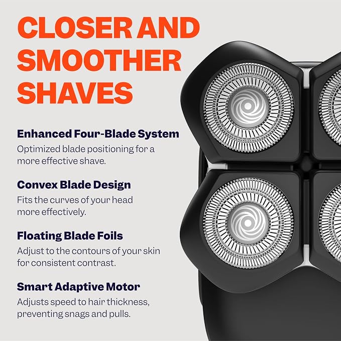 Freebird Electric Head & Body Hair Shaver - Mens Cordless Waterproof Razor with Rotary Blades (FlexSeries Pro, Shaver Kit)