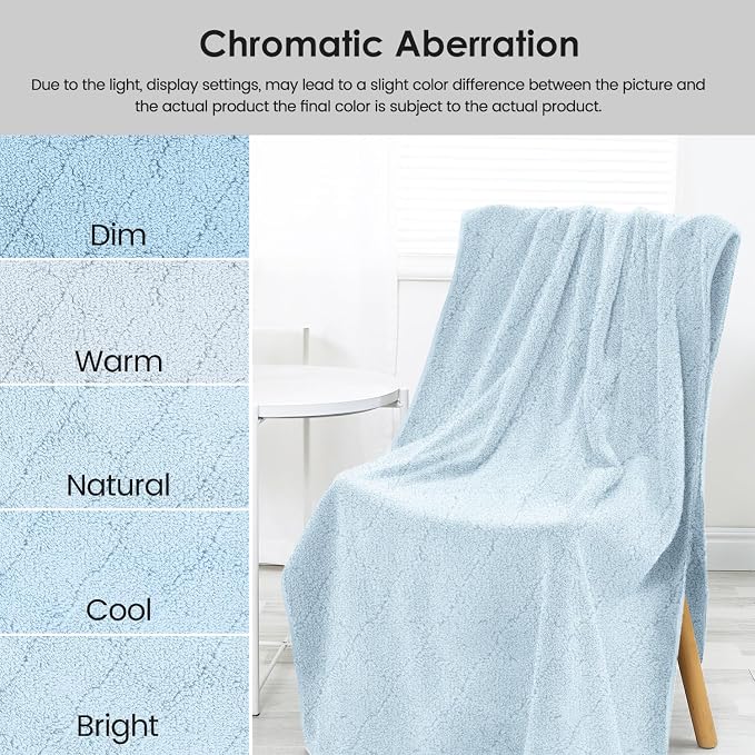 JML Bath Towels, Pack of 2, 30 in x 60 in, Light Blue | Hanging Loop, Super Soft, Absorbent, Lint Free, Fade Resistant, Lightweight, Quick Dry, Use for SPA , Sauna, Salon Hair Wrap