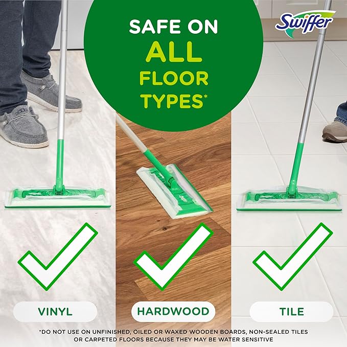 Swiffer Wet Cloths, Bulk Mopping Pad Refills for All Finished Floors, 10" for Swiffer Sweeper, Fresh Scent, 24 count (Pack of 6)