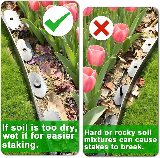 4 Inch Tall 66 FT Garden Edging Kit with 90pcs Spikes, Plastic Edging for Landscaping