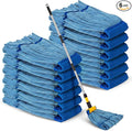 Hushee 6 Pack Large Microfiber Tube Mop Heads 18 oz Heavy Duty Commercial Industrial Wet Mop Head Refill Reusable Machine Washable Looped End Mopheads for Hardwood, Tile, Laminate Floors (Blue)