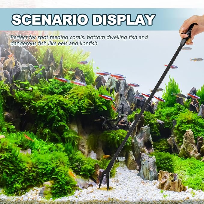 Gisafai 2 Pcs Plastic Aquarium Tongs Long Aquarium Tweezers Multi Purpose Trimming Feeding Aquariums Tools for Fresh Water Saltwater Fish Tanks Coral Plant (27 Inch)