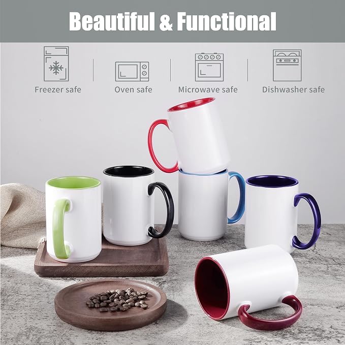 Sublimation Mugs 15 oz Set of 12 Bulk Coffee Mugs with Box Sublimation Blanks Tazas Para Sublimar Coffee Cups 6 White and 6 Black