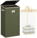 SOLEDI Laundry Hamper with Lid 100L Large & Tall Collapsible Laundry Basket, Clothes Hamper with Bag Removable Easy to Carry, Dirty Hampers for Bedroom, Bathroom, Dorm, College, Avocado