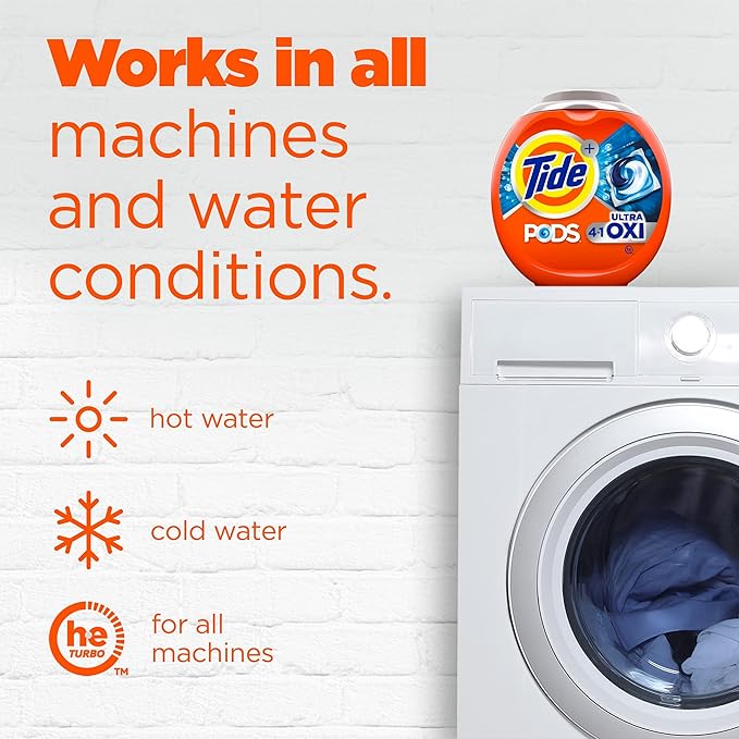 Tide, 4-n-1 Ultra Oxi Pods Laundry Detergent Pacs, HE Compatible, Built in Pre-Treater for Stains, 32 Count