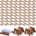 Amyhill 100 Pcs Bamboo Wood Soap Dish Bulk Bathroom Wooden Soap Holder Savers Self Draining Dishes Handcraft Tray, 3.3 x 3.3 x 0.67 Inch (Charcoal Color)