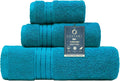COZYART Luxury Bath Towel Set 3 PCS, Teal 100% Turkish Cotton 650 GSM | OEKO-Tex 100 Certified Zero Twist Ring Spun, Soft Absorbent Quick Dry, Plush Fluffy, Breathable Hotel Quality for Daily Use