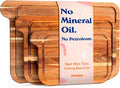 Non-Toxic Acacia Cutting Board Set of 3, Mineral Oil Free, Plastic Free | Petroleum free. No BPA. FSC-certified wood. 3 sizes: 17x11, 14x9 & 11x7 in. Beeswax, flaxseed & lemon oil finish.