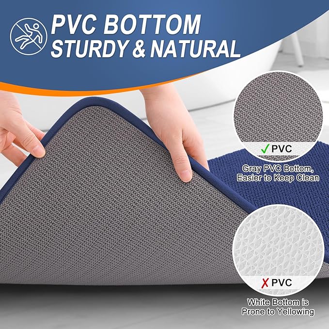 OLANLY Thick Memory Foam Small Bathroom Rugs Mats 24x16, Twilight Sapphire | Soft Quick Dry Bath Mats, Non-Slip, Absorbent Machine Washable Mat for Bathroom Floor, Tub and Shower, Home Decor Accessories