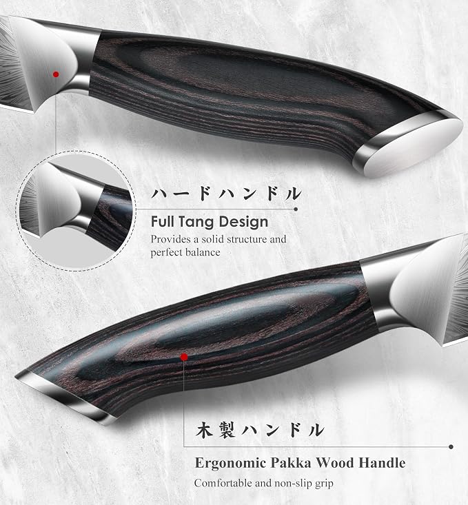 Kitchen Paring Knife 4“, Japanese Powder Steel 63 HRC | Fruit Knife for Peeling & Coring Razor Sharp 12° Edge Vegetable Chopper with Pakkawood Handle