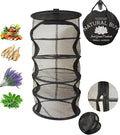 9 Inch 5 Level Micro Hanging Dry Net Indoor/Closet Drying Rack for Herbs, Plants, Organizer, Freshner - Black Mash Screen with Top-to-Bottom Zipper - Apartment Size with Zipped Storage Pouch
