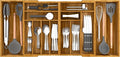 Suli Large Silverware Drawer Organizer, Acacia Wood Adjustable Kitchen Flatware for Forks Knives and Spoons, Cutlery Utensil Holder, Expandable from 22in-37in