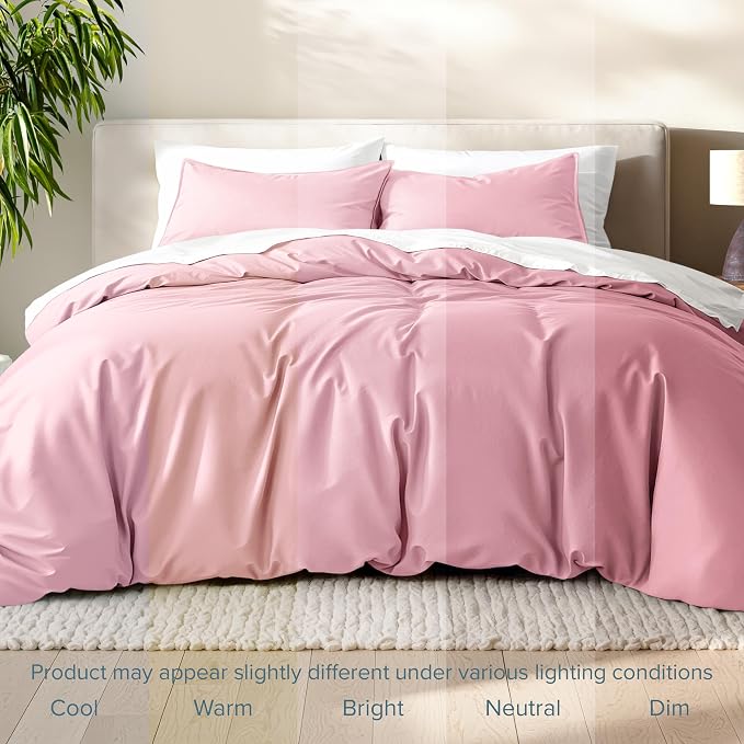 Bare Home Bedding Duvet Cover California King Size - Premium 1800 Super Soft Collection - Lightweight, Cooling - Soft Breathable Bedding Duvet Cover (Cal King, Light Pink)