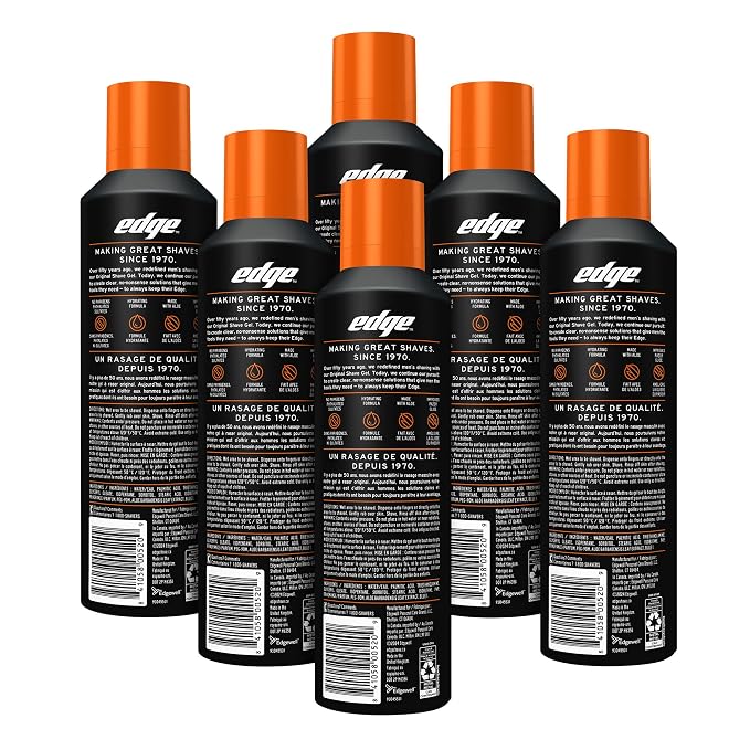 Edge Shaving Gel for Men, Sensitive Skin with Aloe, 6 Pack, Moisturizes, Protects, Soothes, Reduces Skin Irritation