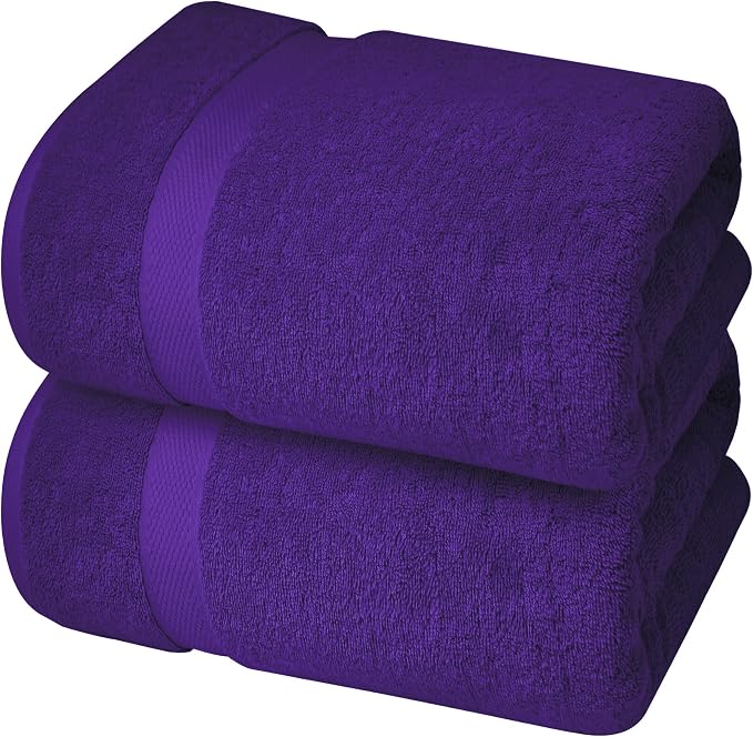 Infinitee Xclusives Jumbo Bath Sheets Towels for Adults – 600 GSM (35X70 Inches)– 100% Ring Spun Cotton, Soft and Absorbent Large Bath Towels for Bathroom (Profound Purple)