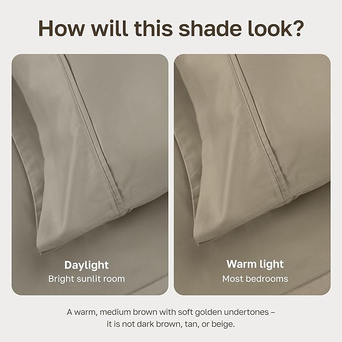 California Design Den 3-Piece Duvet Cover Queen Size Set - 400 Thread Count, 100% Cotton Sateen, Soft Queen Duvet Cover Set Cotton, Button Closures, Corner Ties, Durable Bedding - Taupe