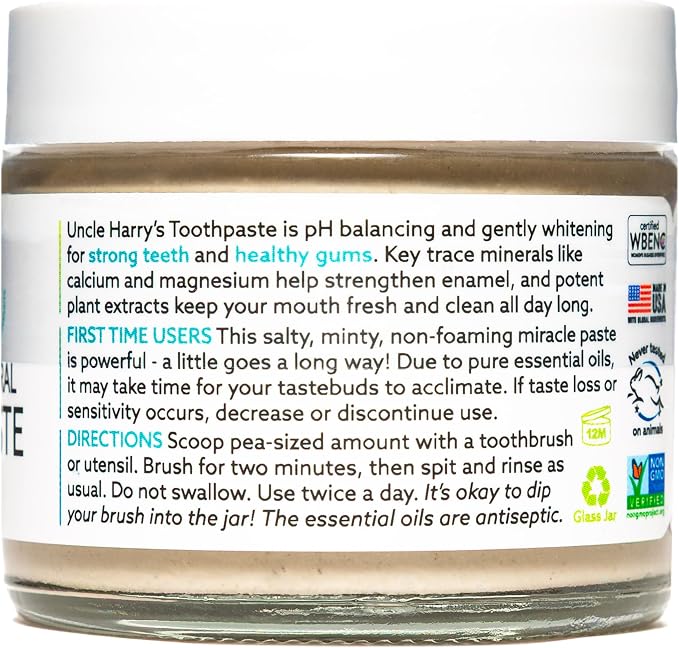 Uncle Harry's Spearmint Remineralizing Toothpaste | Natural Whitening Tooth Paste Freshens Breath & Promotes Enamel | Vegan Fluoride Free Toothpaste Pack of 4