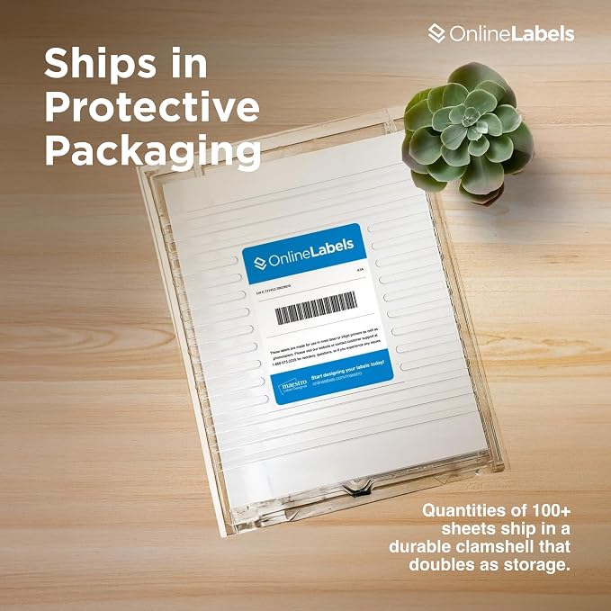 OnlineLabels 8.5" x 11" Full Sheet Sticker Paper – Permanent Adhesive, White Matte – Works with Cricut & Silhouette – for Inkjet & Laser Printers – Pack of 100 Sheets OL177WX
