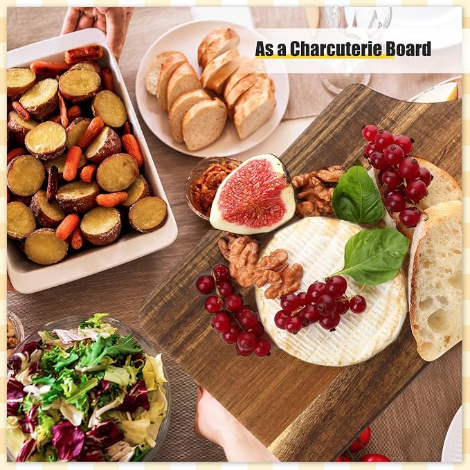 Didaey 6 Pcs Cutting Board Bulk Kitchen Thicken Chopping Platter with Handles Wooden Charcuterie Serving Trays Blank Wood Boards for Engraving Wedding Housewarming(Acacia Wood,11 x 5 Inch)