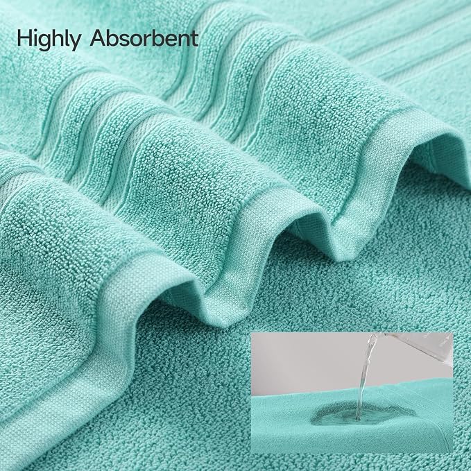 REDKISS Teal Towels Set 6 Piece Cotton Towel Sets with 2 Bath Towels, 2 Hand, 2 Washcloths, 650GSM Hotel Quality, Soft, Highly Absorbent Towels for Bathroom Gym, Ideal Everyday Use