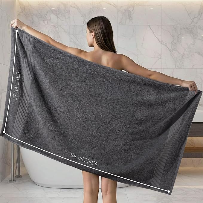 Utopia Towels 6 Pack Bath Towels Set, (27 x 54 Inches) 100% Ring Spun Cotton, Quick Dry, Highly Absorbent, Soft Feel Towels, Grey